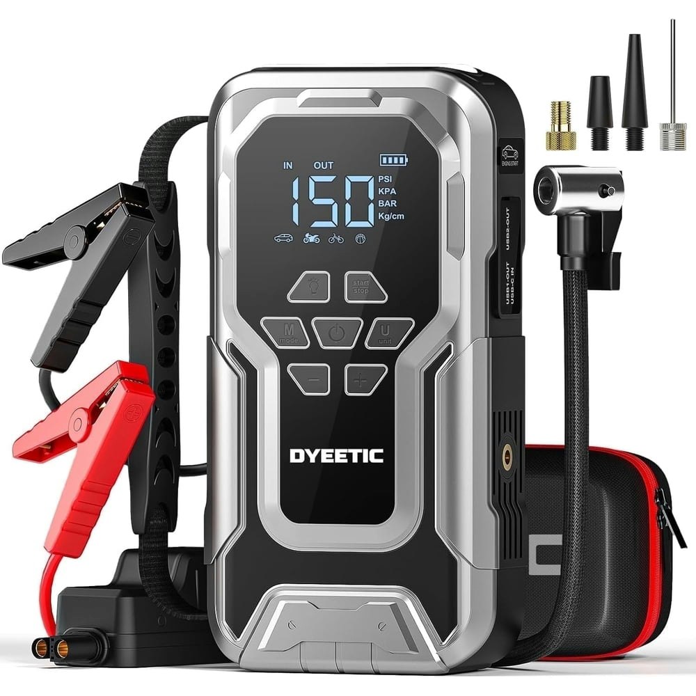 Dyeetic 6,000A 150-PSI Jump Starter and Air Compressor: $59.98