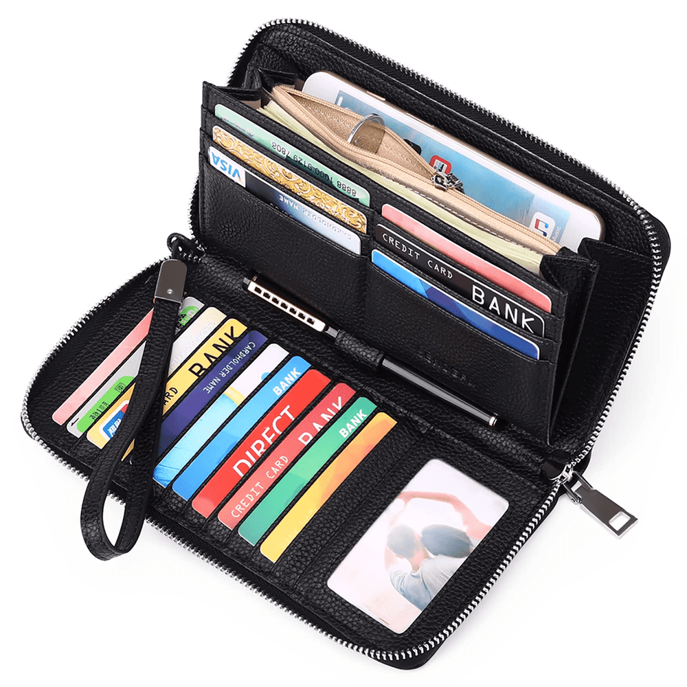 Sendefn Women Leather RFID Blocking Zip Around Wallet: $22.53 Sendefn Women Leather RFID Blocking Zip Around Wallet: $22.53