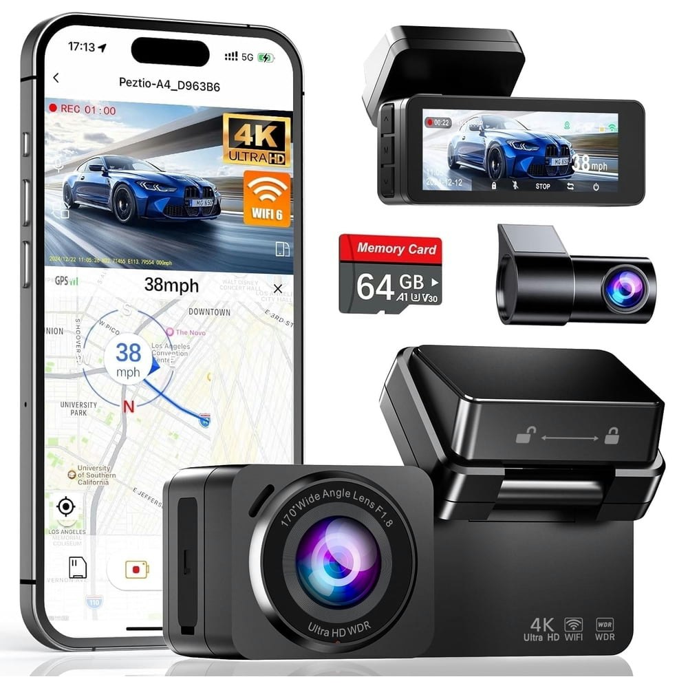 4K and 2.5K Front and Rear Dash Cam: $53.59 4K and 2.5K Front and Rear Dash Cam: $53.59