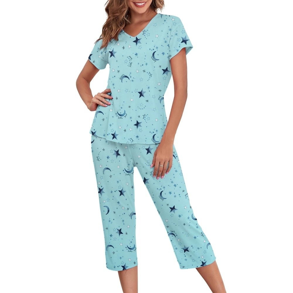 Zando Women's 2-Piece Cotton Capri Pajama Set: $18.99 Zando Women's 2-Piece Cotton Capri Pajama Set: $18.99