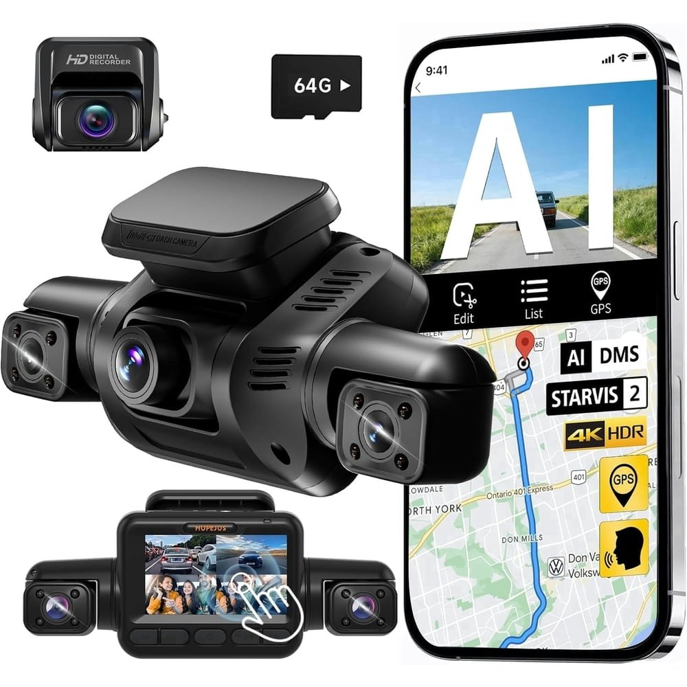 Hupejos 4-Channel 4K Dash Cam with 64GB Card: $148.99 Hupejos 4-Channel 4K Dash Cam with 64GB Card: $148.99