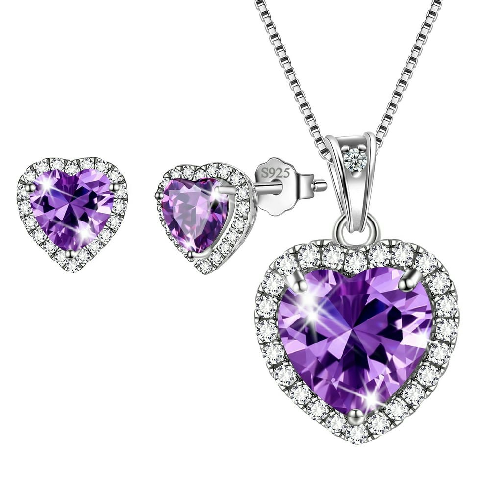 Purple Heart Amethyst Sterling Silver Jewelry Set: $26.99 Purple Heart Amethyst Sterling Silver Jewelry Set: $26.99