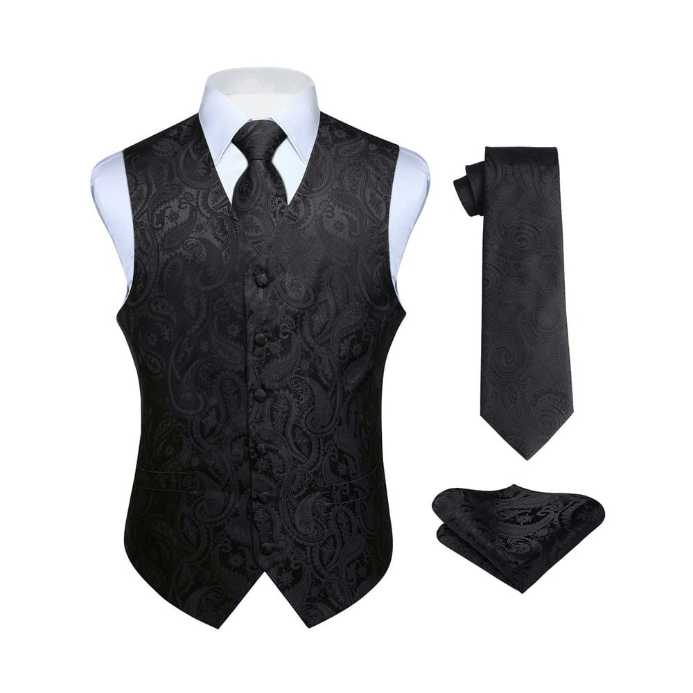 Hisdern Men's Paisley Vest and Tie 3-Piece Set: $26.09