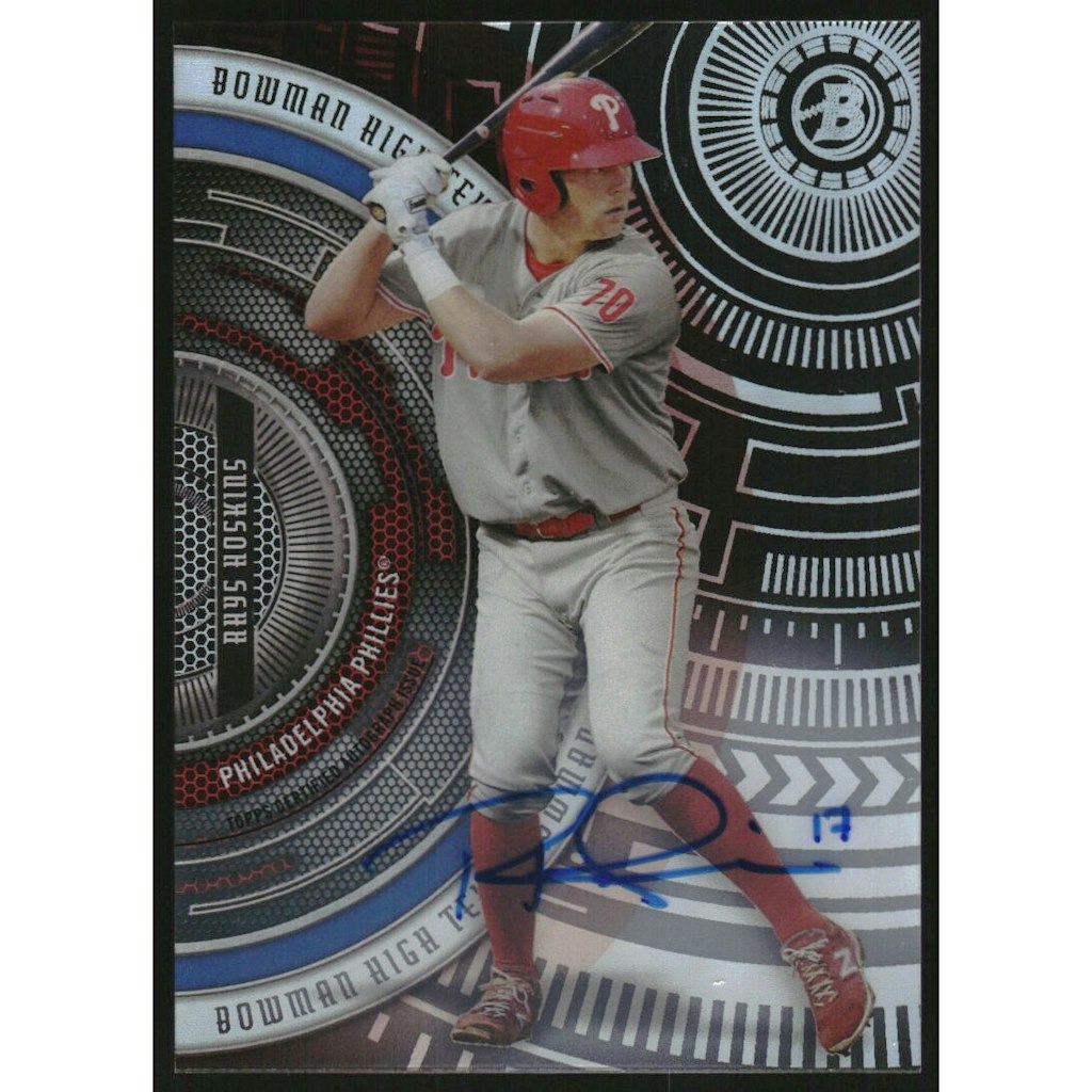 Rhys Hoskins 2017 Bowman High Tek Autograph Card: $14 Rhys Hoskins 2017 Bowman High Tek Autograph Card: $14