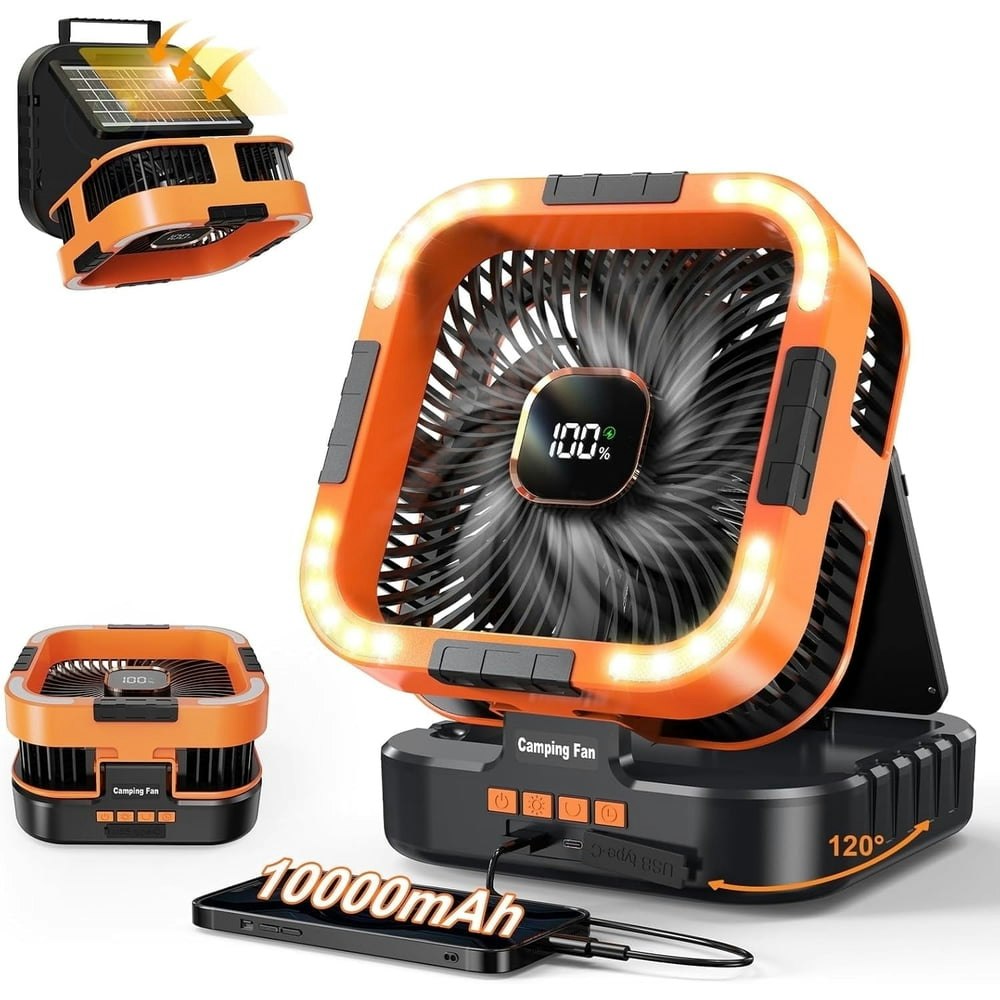 Uarter 10,000mAh Solar-Powered Portable Camping Fan: $32.12 Uarter 10,000mAh Solar-Powered Portable Camping Fan: $32.12