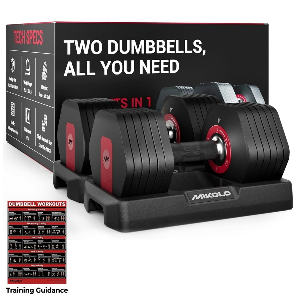 Mikolo 53lb Adjustable Dumbbells 2-Pack: $103.82 Mikolo 53lb Adjustable Dumbbells 2-Pack: $103.82