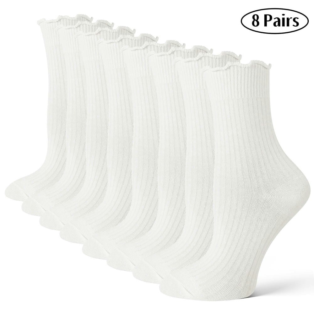 Bocaoying Women's Ruffle Ankle Socks 8-Pack: $8.98 Bocaoying Women's Ruffle Ankle Socks 8-Pack: $8.98