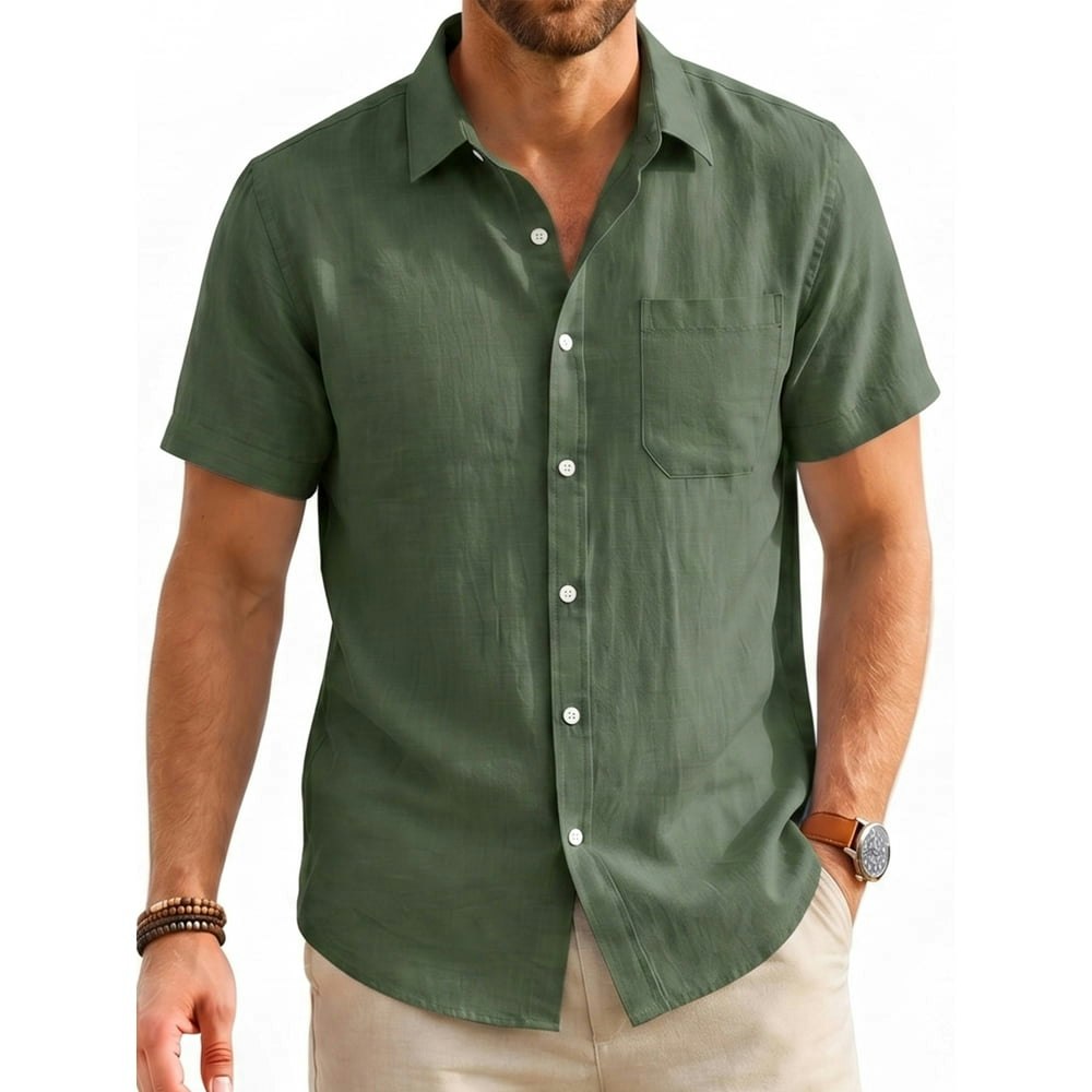 Men's Cotton Linen Short Sleeve Button Down Shirt: $18.98 Men's Cotton Linen Short Sleeve Button Down Shirt: $18.98