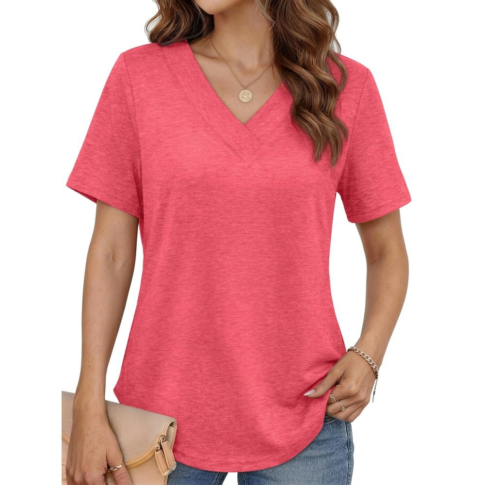 Moshu Women's V-Neck Curved Hem Blouse: $10.99 Moshu Women's V-Neck Curved Hem Blouse: $10.99