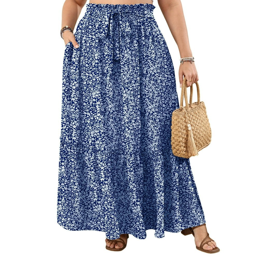 Cueply Women's Plus Size High Waist Tie-Front Long Skirt: $17.79 Cueply Women's Plus Size High Waist Tie-Front Long Skirt: $17.79