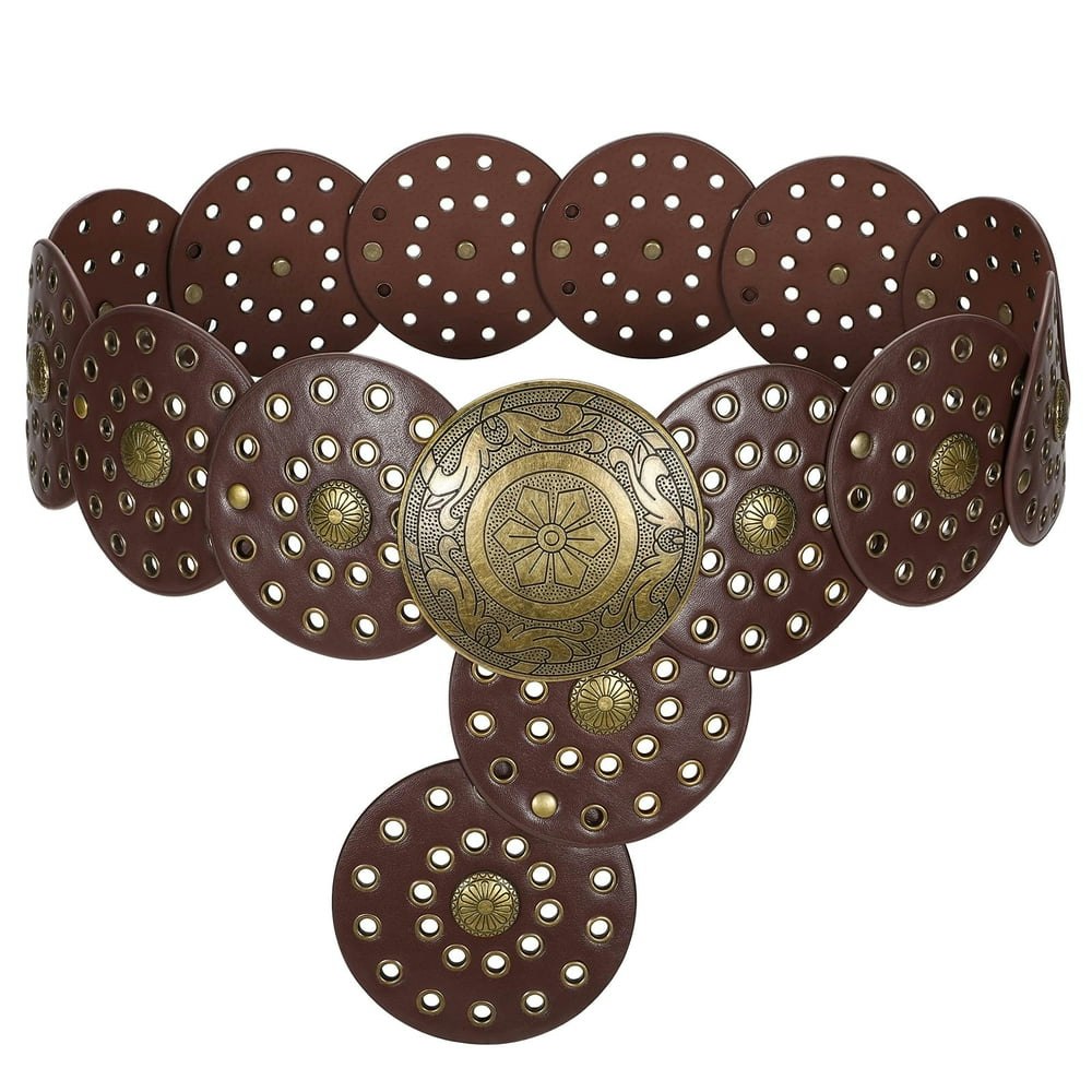 Women's Western Concho Disc Leather Belt: $14.29 Women's Western Concho Disc Leather Belt: $14.29