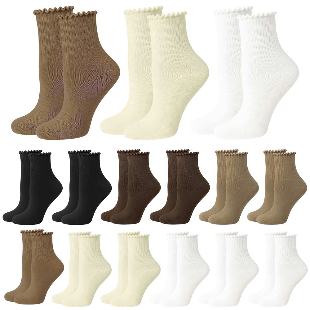 Bocaoying Women's Ruffle Crew Socks 15-Pack: $10.99 Bocaoying Women's Ruffle Crew Socks 15-Pack: $10.99