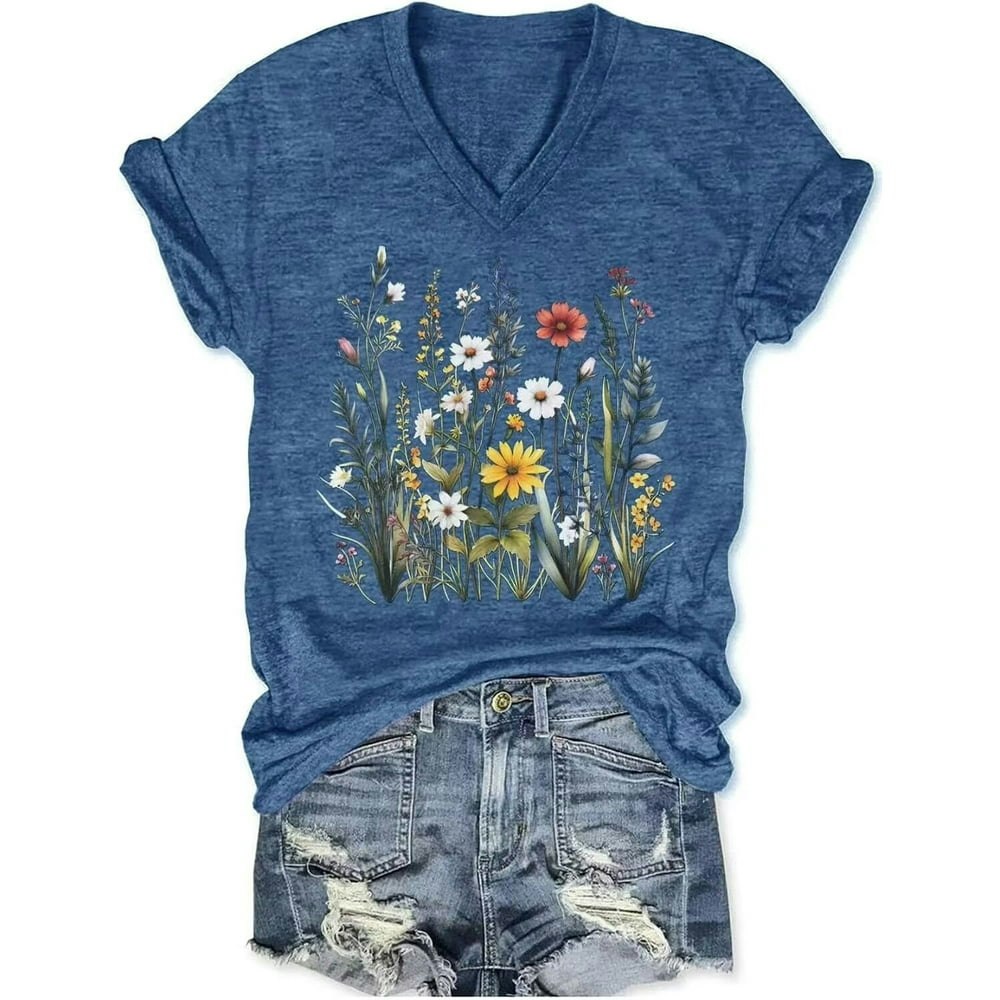 Women's V-Neck Boho Floral T-Shirt: $14.99 Women's V-Neck Boho Floral T-Shirt: $14.99
