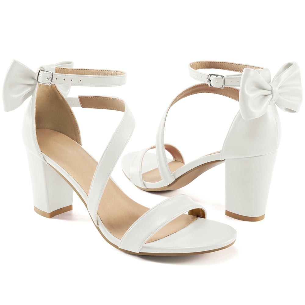 Ecetana Women's Bow Strappy Chunky Heel Sandals: $21.89