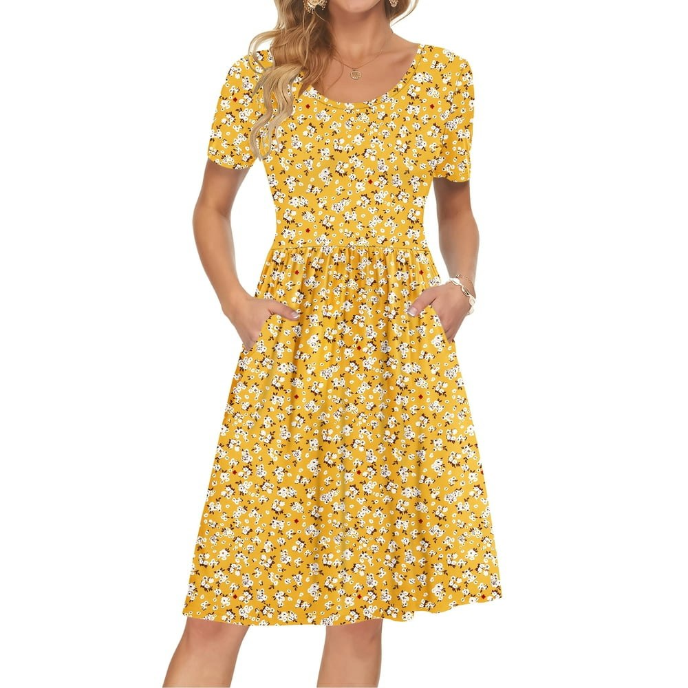 Tarainya Women's Short Sleeve Empire Waist Midi Dress: $13.69