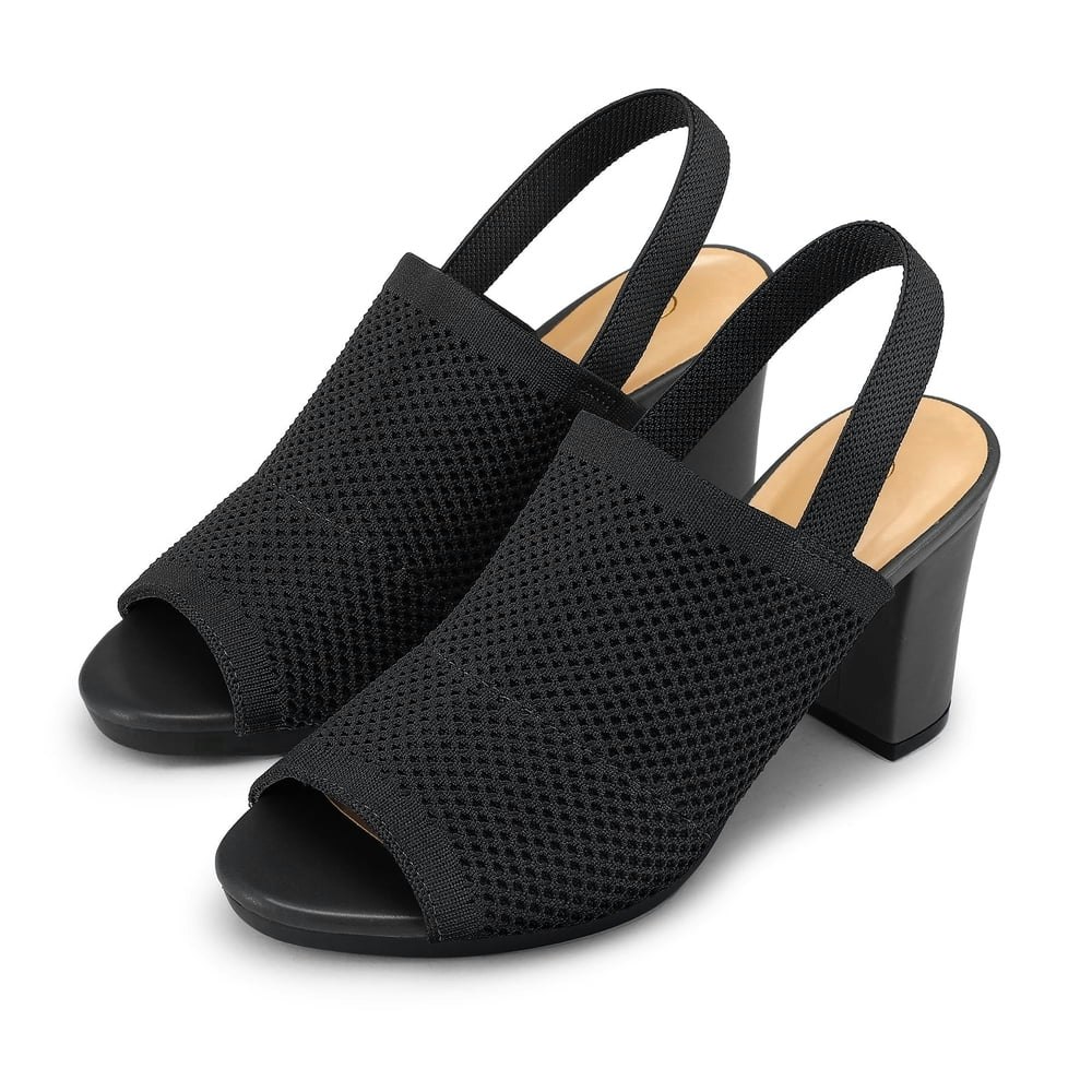 LuckLilac Women's Knit Block Heel Slingback Sandals: $22.99 LuckLilac Women's Knit Block Heel Slingback Sandals: $22.99