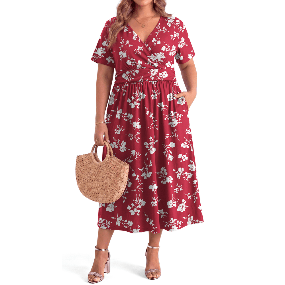 WellSize Plus Size Floral V-Neck Maxi Dress: $19.99 WellSize Plus Size Floral V-Neck Maxi Dress: $19.99