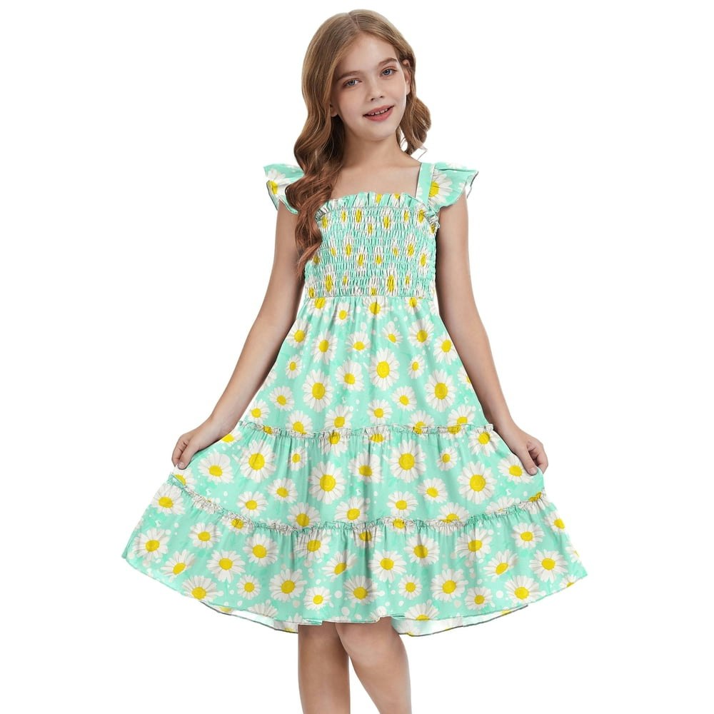 Actgleam Girls Floral Ruffle A-Line Sundress: $12.99
