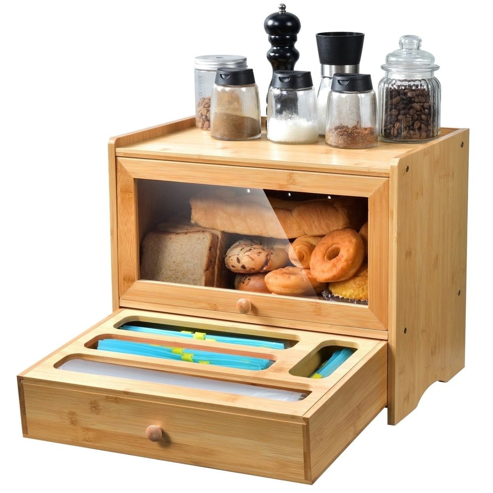 VicTsing Bamboo Corner Bread Box: $40.99 VicTsing Bamboo Corner Bread Box: $40.99