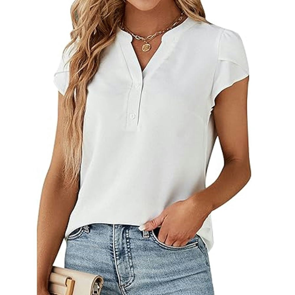 VDJ Women's V-Neck Petal Sleeve Blouse: $12.50 VDJ Women's V-Neck Petal Sleeve Blouse: $12.50