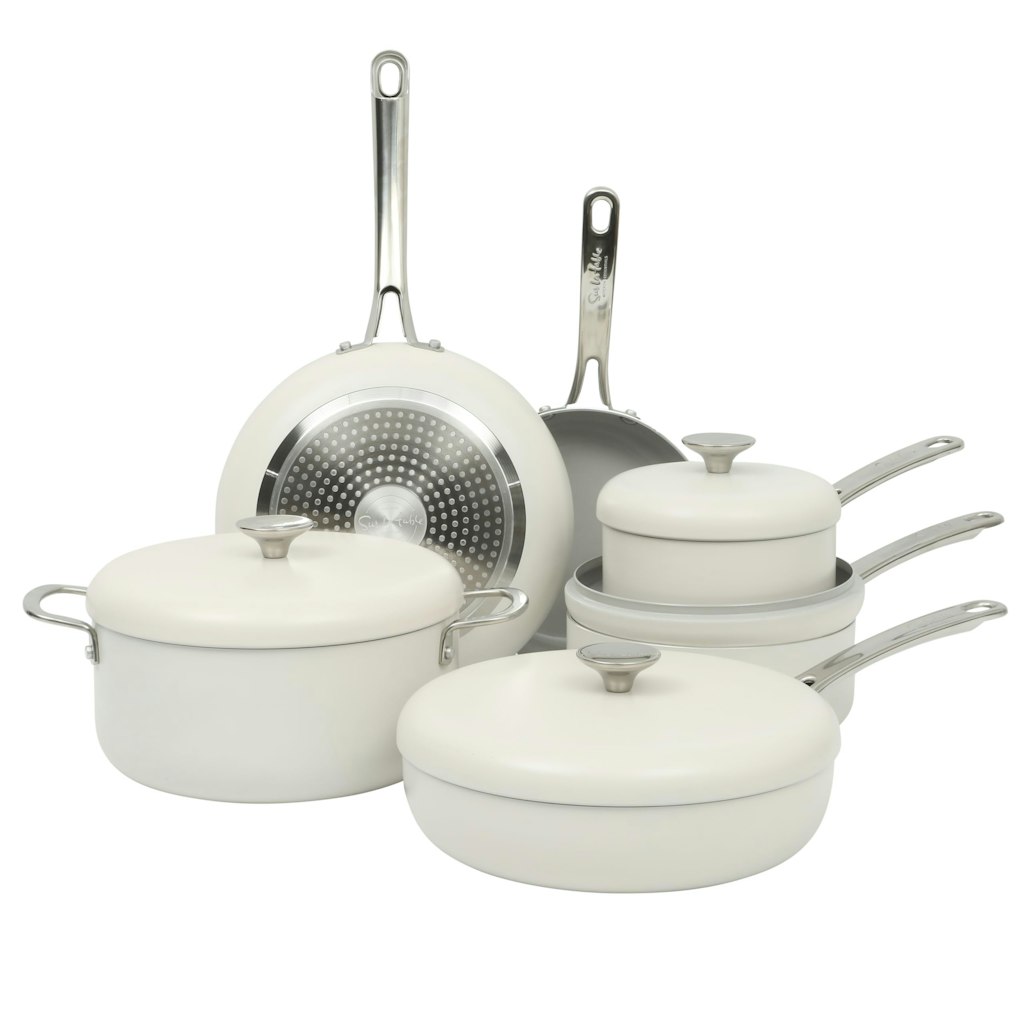 Sur La Table Kitchen Essentials Potluck Porch 10-Piece Ceramic Nonstick Cookware Set: $43