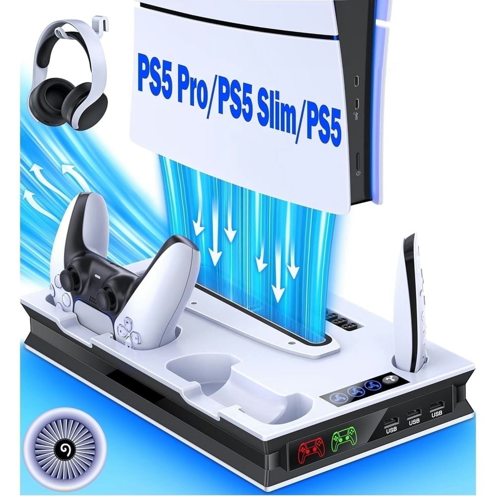 Esywen PS5 Slim and Pro Cooling Stand with Dual Controller Charger: $29.99 Esywen PS5 Slim and Pro Cooling Stand with Dual Controller Charger: $29.99