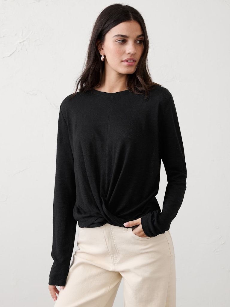 Linen-Blend Twist T-Shirt: $39.97 Linen-Blend Twist T-Shirt: $39.97