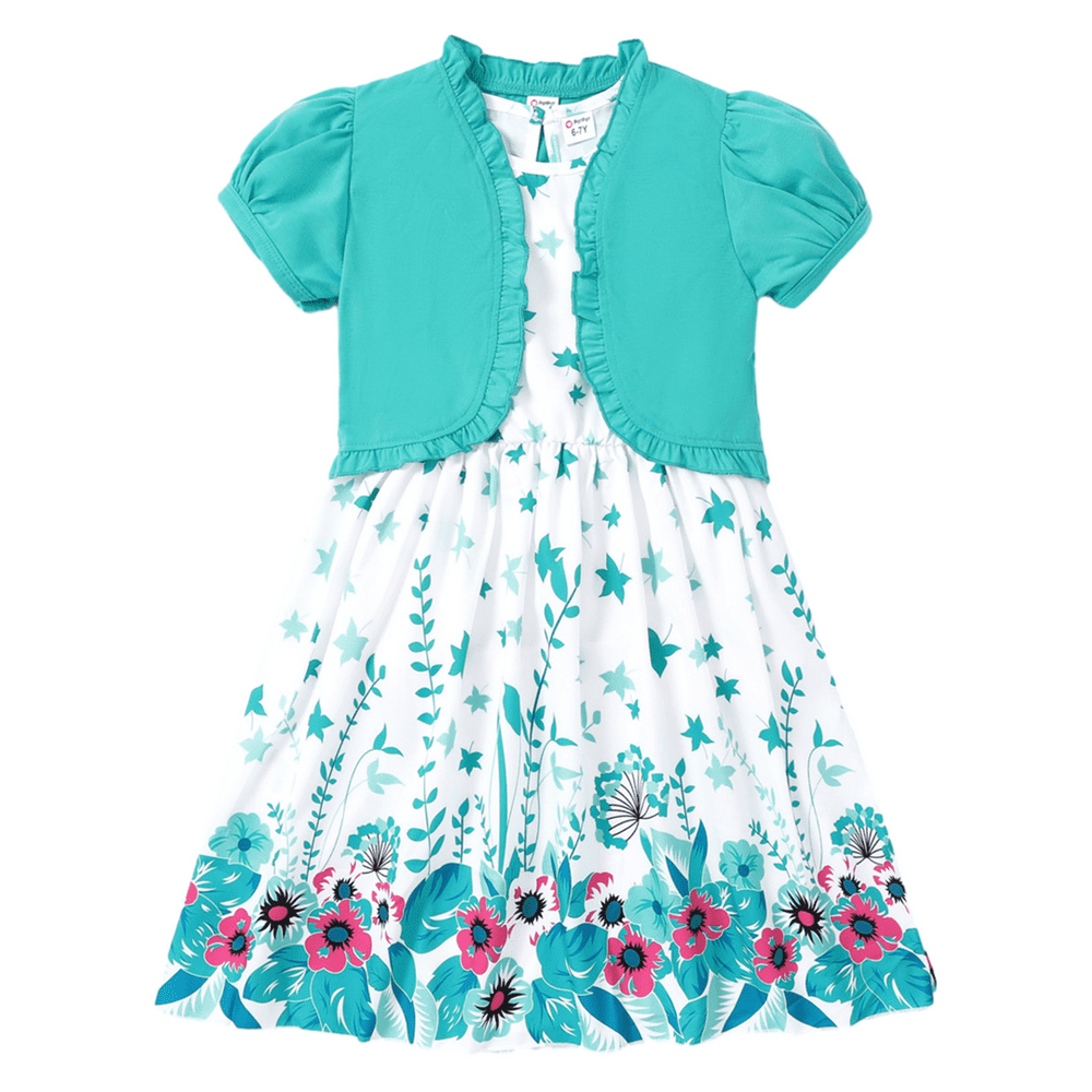 PatPat Girls Floral Dress and Cardigan 2-Piece Set: $14.30