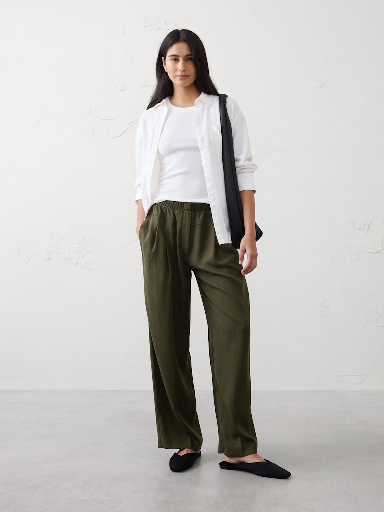 Straight-Leg Mid-Rise Tencel Pleated Pants: $57.97 Straight-Leg Mid-Rise Tencel Pleated Pants: $57.97