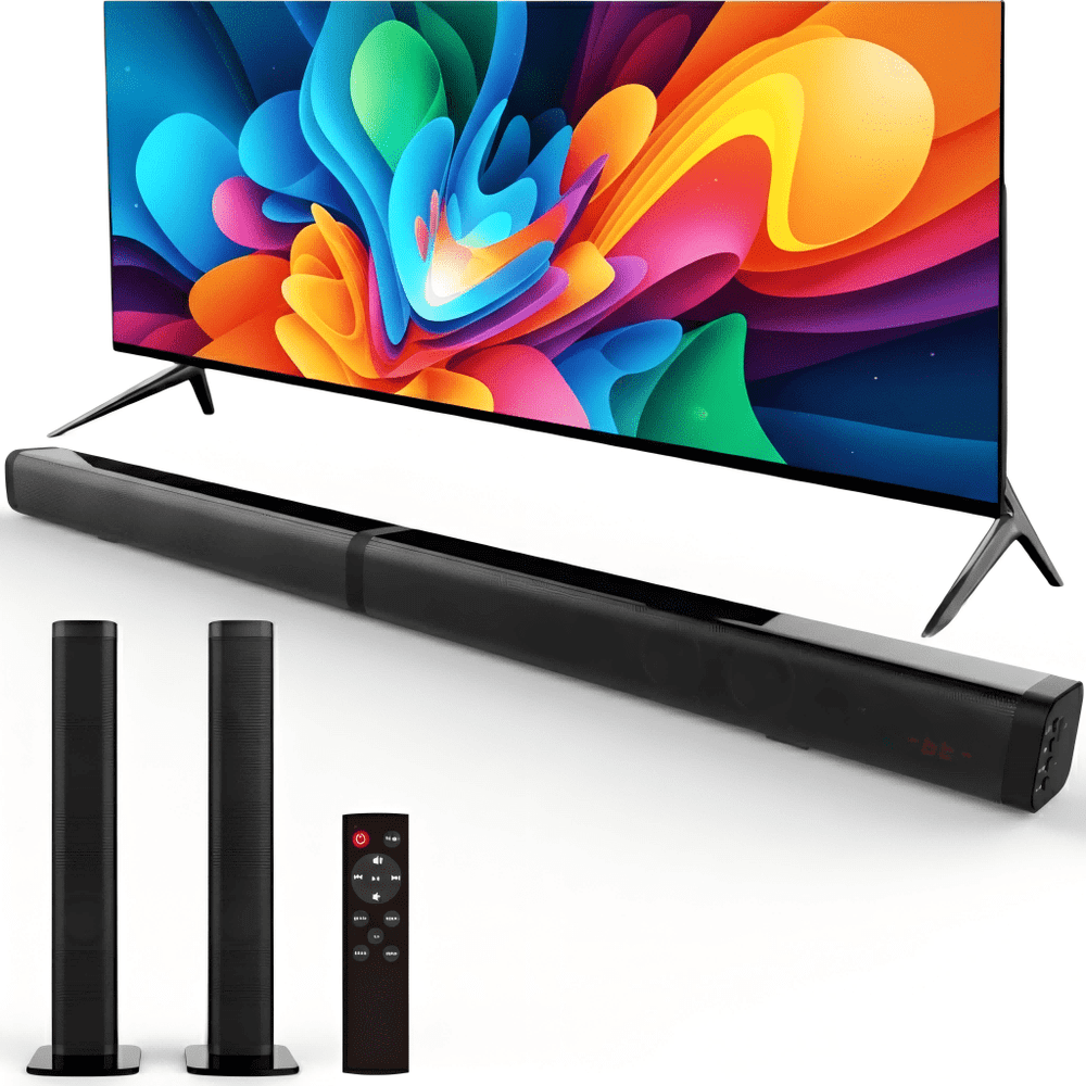 Tyethy 120W Wireless Bluetooth Soundbar System: $50.99 Tyethy 120W Wireless Bluetooth Soundbar System: $50.99