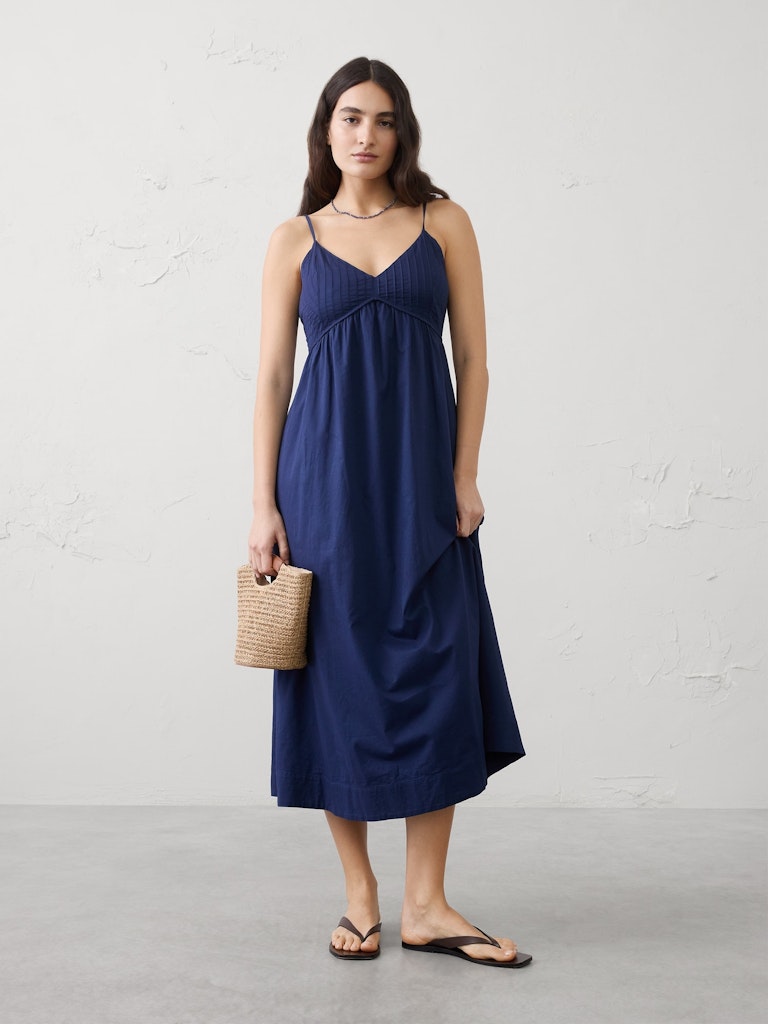 Pleated Voile Midi Dress: $94.97