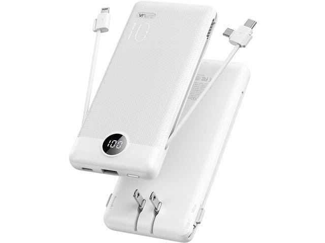 VRURC 10,000mAh Portable Charger with Built-in Cables and AC Wall Plug: $98.19