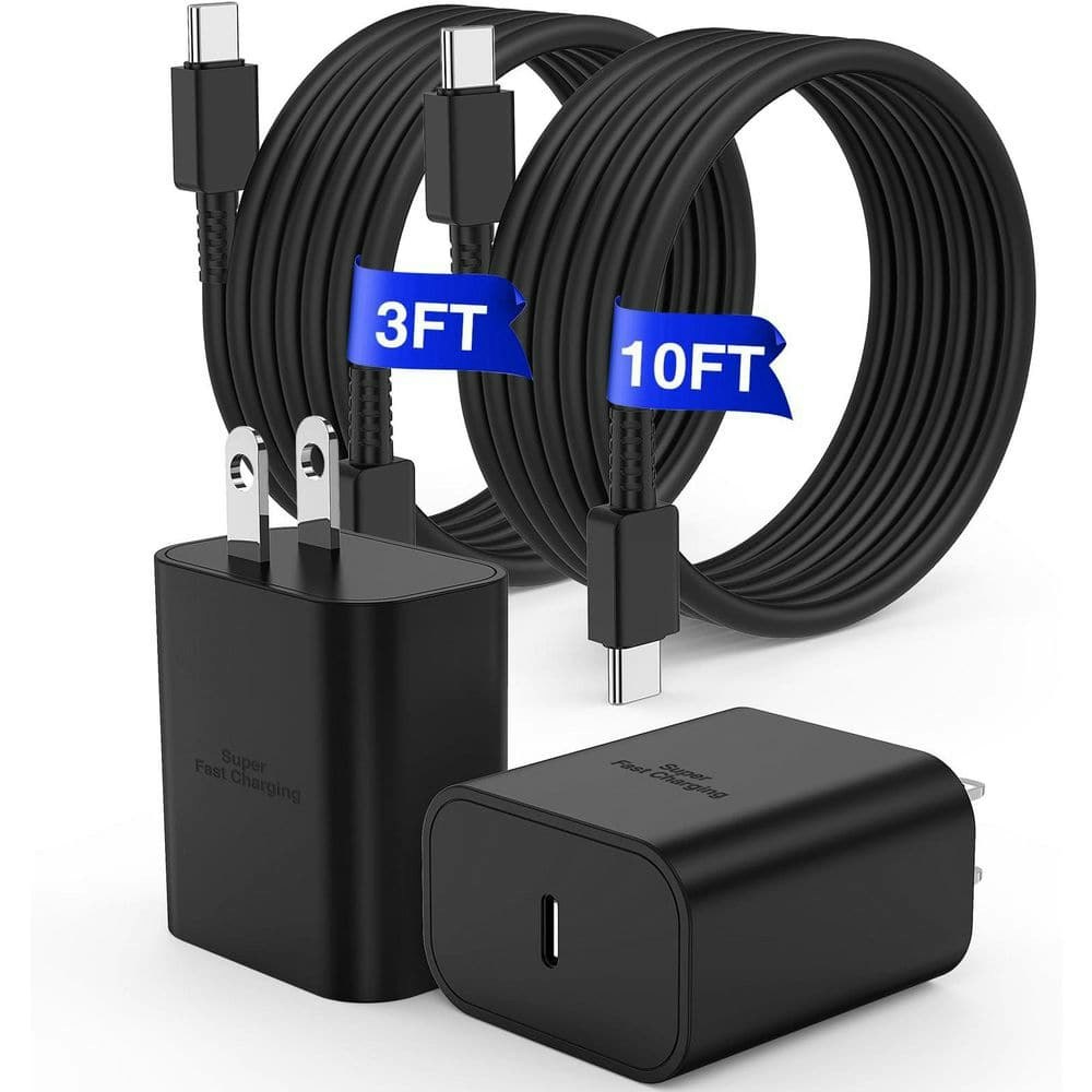 45W Dual USB-C Charger with 3ft and 10ft Cables 2-Pack: $61.84