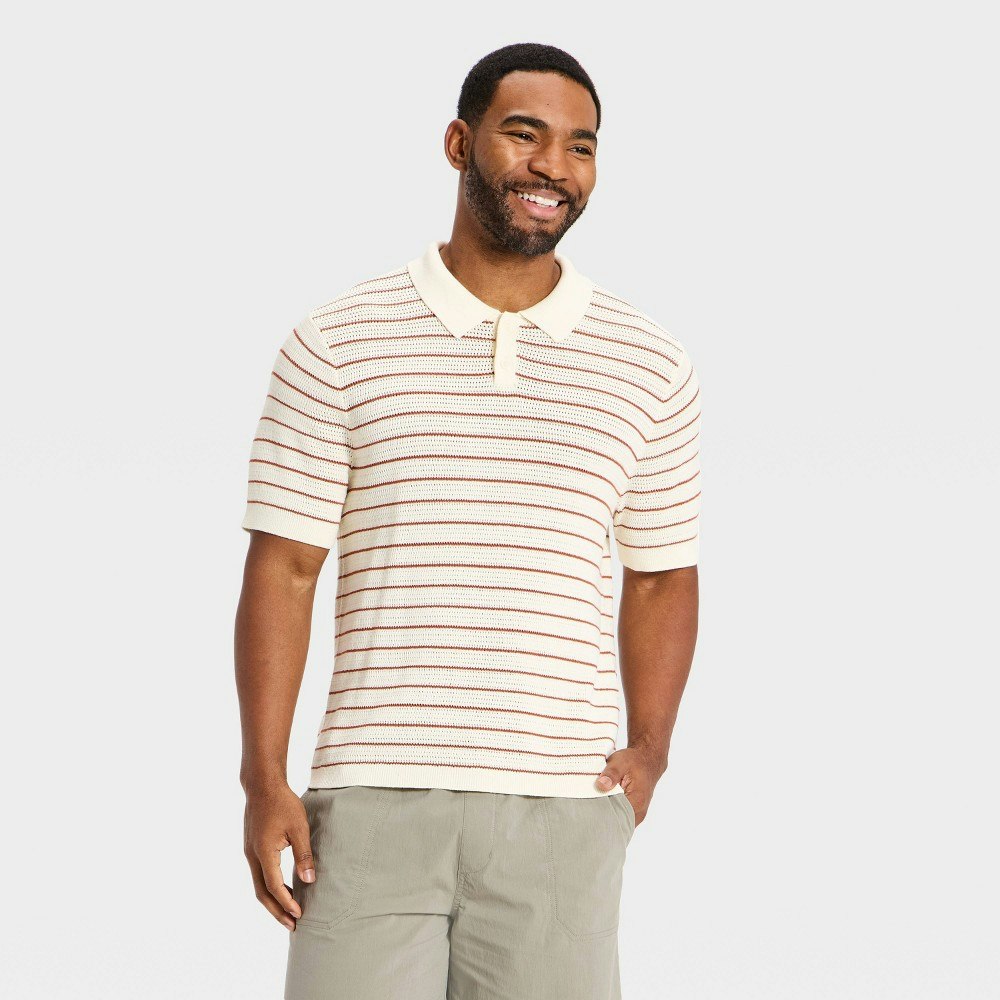 Goodfellow & Co Men's Striped Short Sleeve Sweater Polo: $35