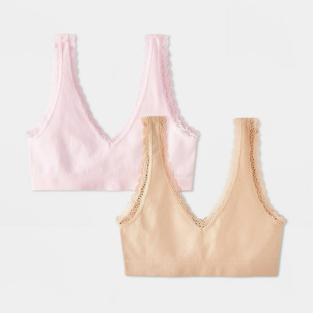 Art Class Girls' Seamless Lace Trim Bralette 2-Pack: $12