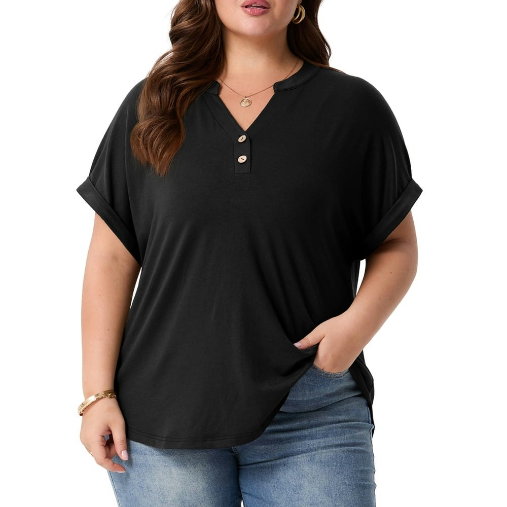 Cueply Plus Size Women's V-Neck Tunic Blouse: $12.99 Cueply Plus Size Women's V-Neck Tunic Blouse: $12.99