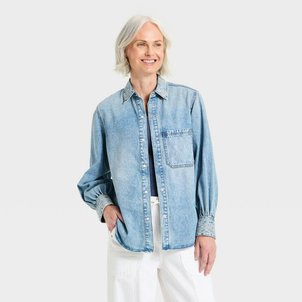 Women's Embroidered Denim Shirt: $35 Women's Embroidered Denim Shirt: $35