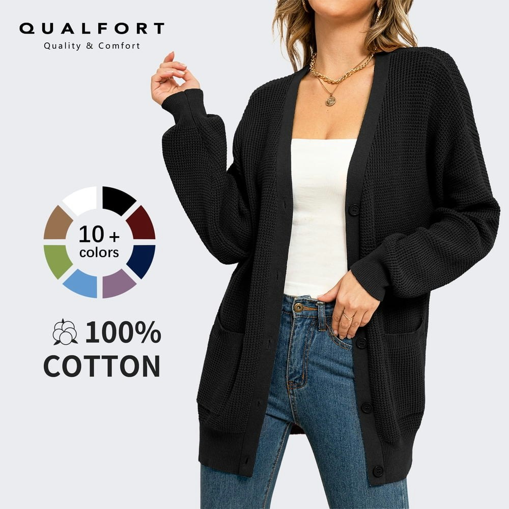 Qualfort Women's Cotton Cardigan Sweater: $34.99 Qualfort Women's Cotton Cardigan Sweater: $34.99