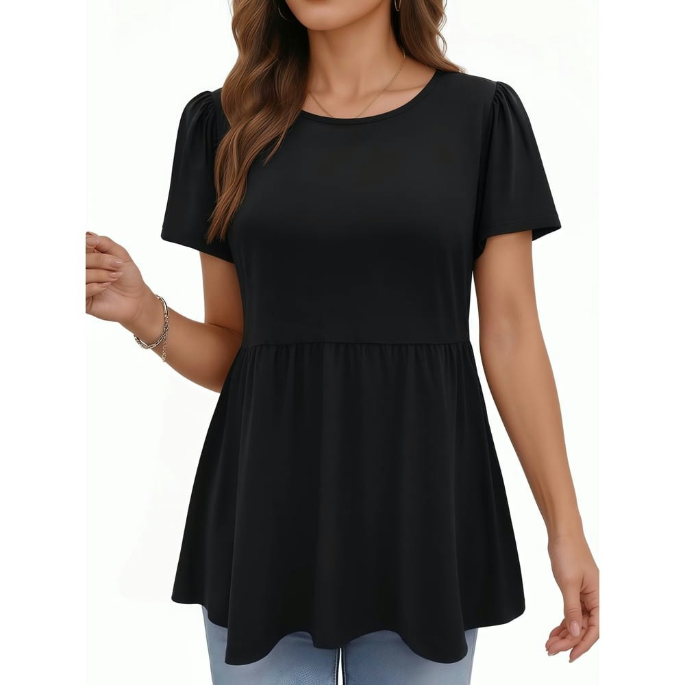 Moyiko Women's Short Sleeve Babydoll Tunic Top: $12.98 Moyiko Women's Short Sleeve Babydoll Tunic Top: $12.98