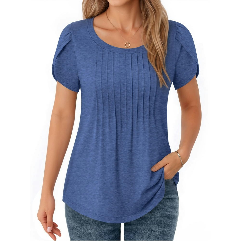 Moyiko Women's Petal Sleeve Pleated Tunic Tee: $13.98
