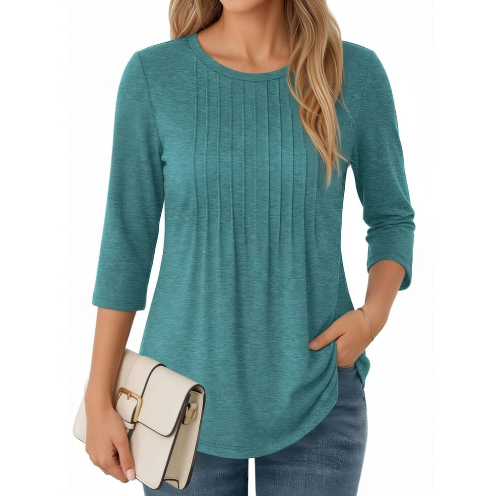 Moyiko Women's 3/4 Sleeve Pleated Tunic: $13.98 Moyiko Women's 3/4 Sleeve Pleated Tunic: $13.98