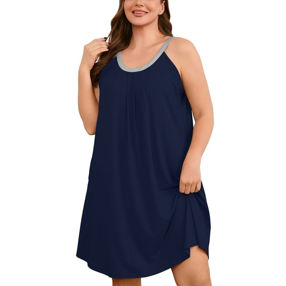 Showmall Women's Sleeveless Pleated Sleep Shirt: $13.47 Showmall Women's Sleeveless Pleated Sleep Shirt: $13.47