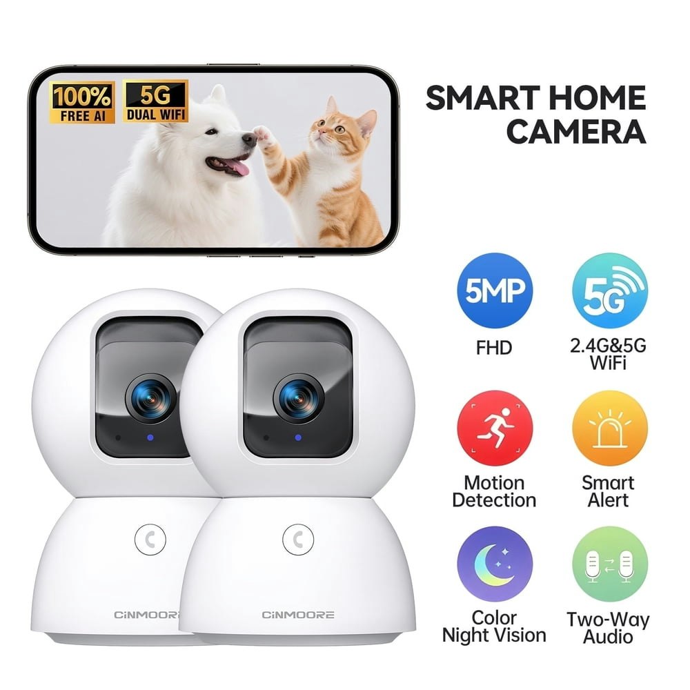 Cinmoore 3K Indoor AI Tracking Security Camera 2-Pack: $44.99 Cinmoore 3K Indoor AI Tracking Security Camera 2-Pack: $44.99
