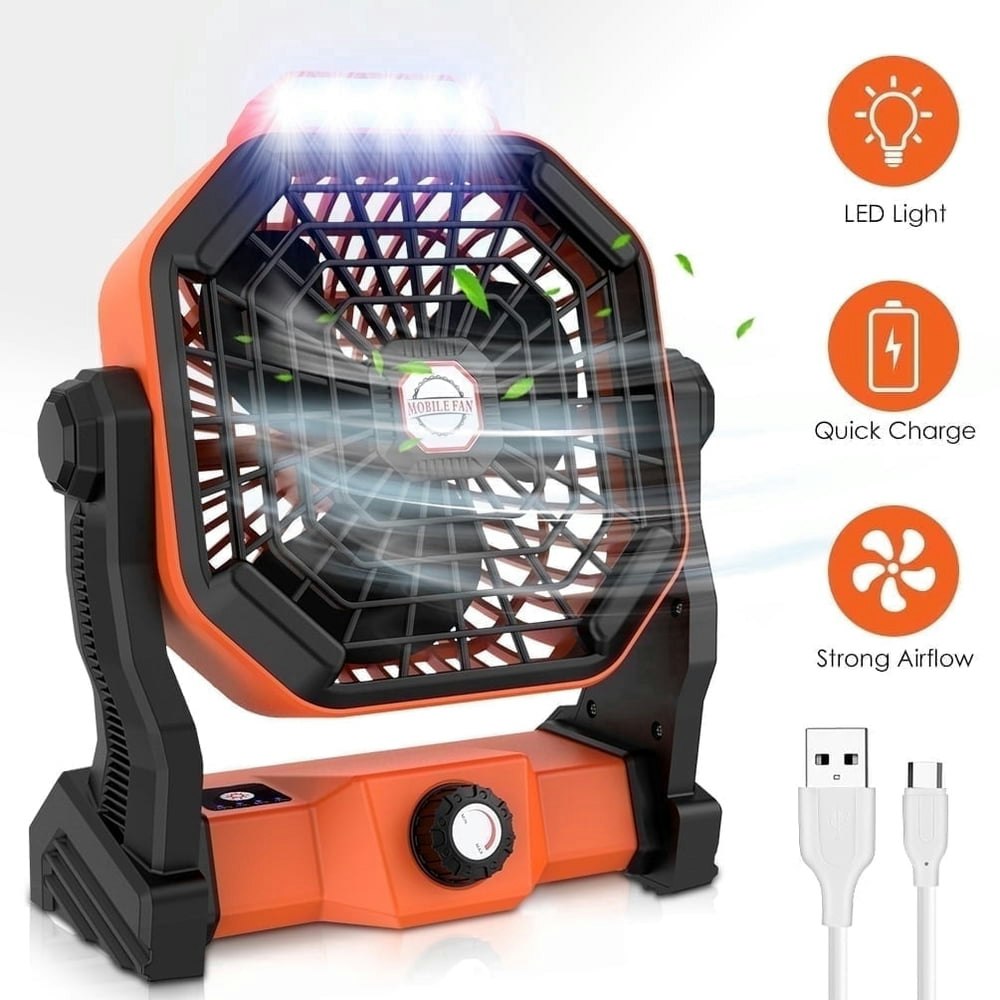 Uarter 10-inch USB Rechargeable Camping Fan with LED Light: $23.99
