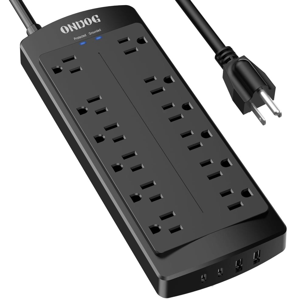 12-Outlet Power Strip with 4 USB Ports and 6-Foot Cord: $21.99 12-Outlet Power Strip with 4 USB Ports and 6-Foot Cord: $21.99