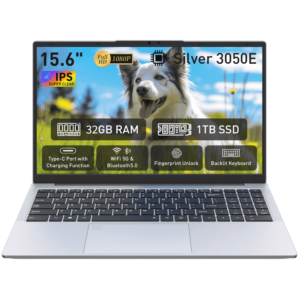 Auusda 15.6-Inch 32GB RAM 1TB SSD Windows 11 Pro Laptop: $359.99
