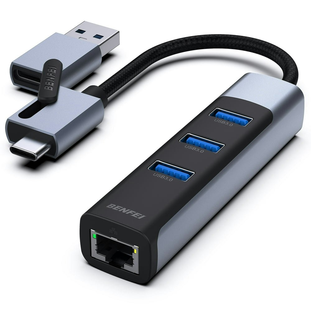 Benfei USB-C and USB 3.0 to Ethernet Adapter with 3-Port USB Hub: $16.99 Benfei USB-C and USB 3.0 to Ethernet Adapter with 3-Port USB Hub: $16.99