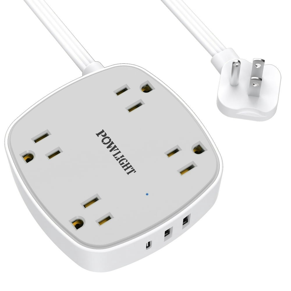 Flat Plug Power Strip with 4 Outlets and 3 USB Ports: $9.99 Flat Plug Power Strip with 4 Outlets and 3 USB Ports: $9.99