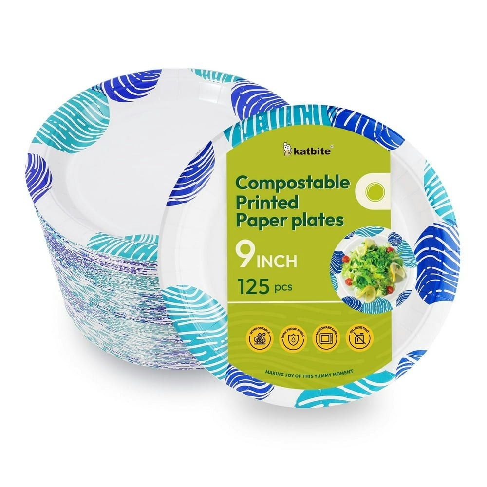 Katbite 9-inch Compostable Paper Plates 125-Count: $17.75 Katbite 9-inch Compostable Paper Plates 125-Count: $17.75