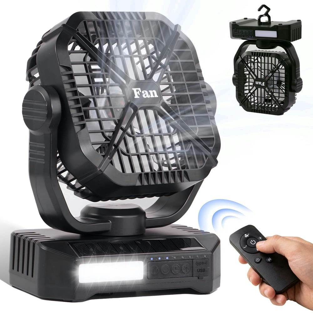 SaveJoy 8,000mAh Solar Portable Camping Fan with LED Light: $26.99 SaveJoy 8,000mAh Solar Portable Camping Fan with LED Light: $26.99